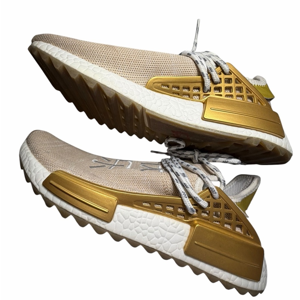 Adidas Pharrell Williams NMD Hu Trail  'HAPPY' China Gold Knit Sneakers Sz 7 - Picture 8 of 15